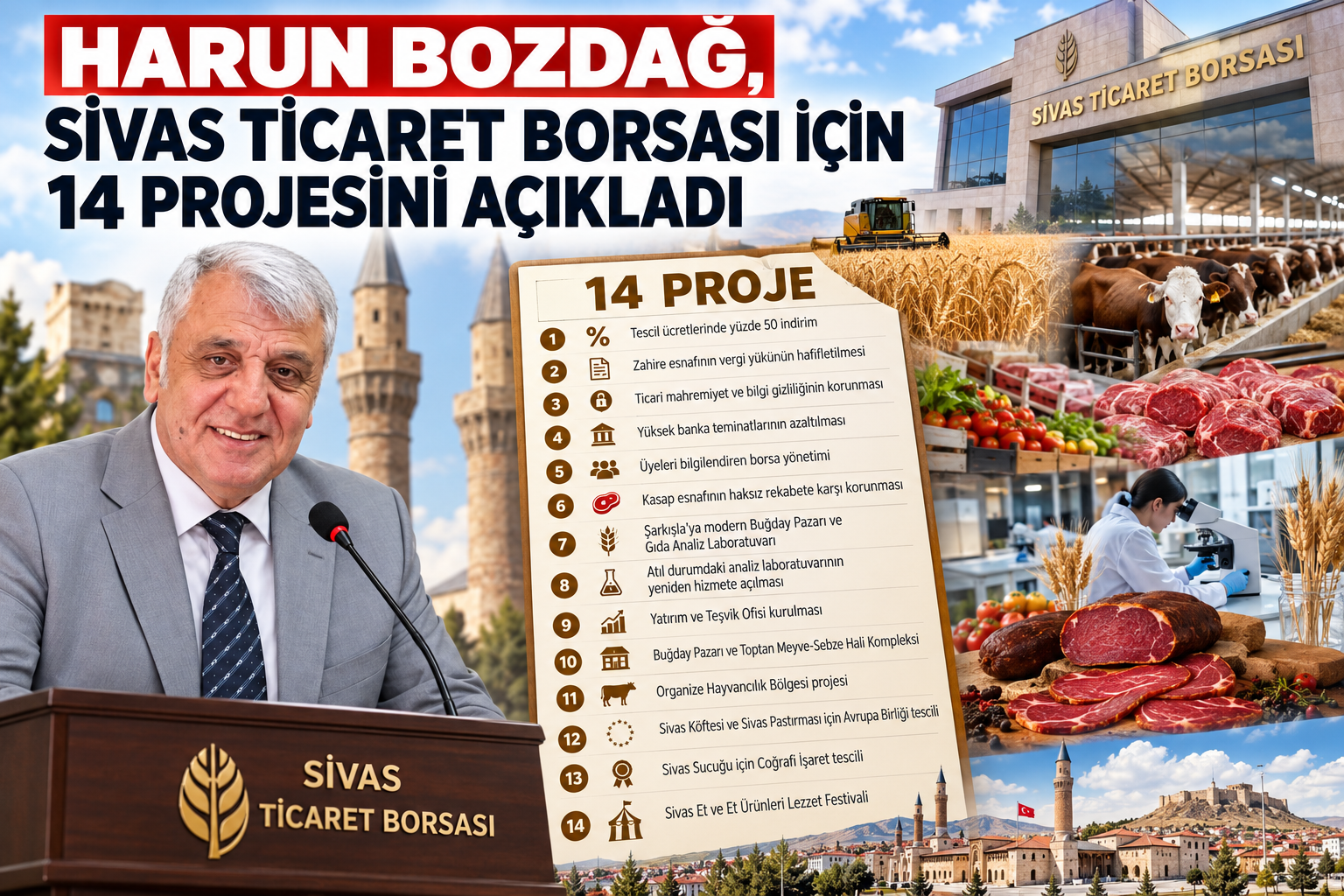 Harun Bozdağ, Sivas Ticaret Borsası İçin 14 Projesini Açıkladı